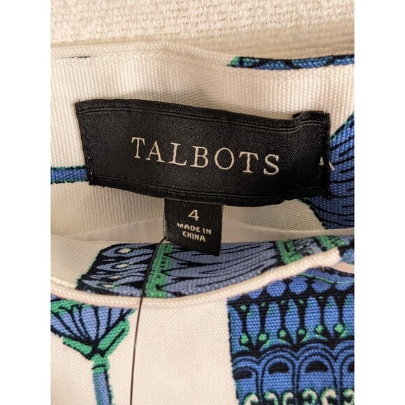 NWT Talbots Skirt A- Line Martini Wine Glass White Blue Women's Size 4 - Picture 7 of 9